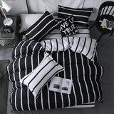 Xpoko Black & White Striped Bedding Set