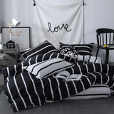 Xpoko Black & White Striped Bedding Set