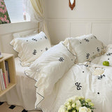 Xpoko Dreamy Ribbon Ruffle Bedding Set