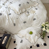 Xpoko Dreamy Ribbon Ruffle Bedding Set