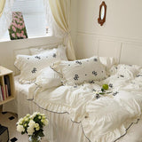 Xpoko Dreamy Ribbon Ruffle Bedding Set