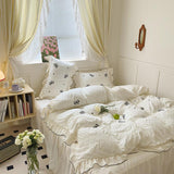 Xpoko Dreamy Ribbon Ruffle Bedding Set