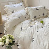 Xpoko Dreamy Ribbon Ruffle Bedding Set