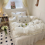 Xpoko Dreamy Ribbon Ruffle Bedding Set