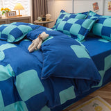 Xpoko Blue Checker Bedding Set