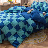 Xpoko Blue Checker Bedding Set