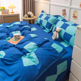 Xpoko Blue Checker Bedding Set