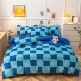 Xpoko Blue Checker Bedding Set