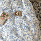 Xpoko Blue Flowers Pattern Print Bedding Set