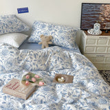 Xpoko Blue Flowers Pattern Print Bedding Set