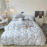 Xpoko Blue Flowers Pattern Print Bedding Set