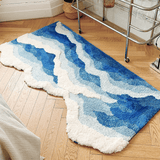 Xpoko Blue Sea Waves Bedside Accent Rug