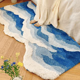 Xpoko Blue Sea Waves Bedside Accent Rug