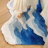 Xpoko Blue Sea Waves Bedside Accent Rug