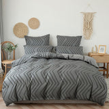 Xpoko Zig Zag Fringe Duvet Cover Set