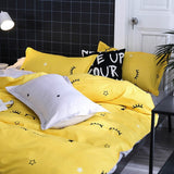 Xpoko Yellow Sleepy Eyes Bedding Set