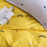 Xpoko Yellow Sleepy Eyes Bedding Set