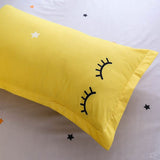 Xpoko Yellow Sleepy Eyes Bedding Set