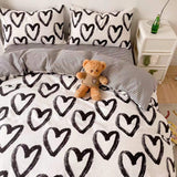 Xpoko Brush Painted Heart Bedding Set