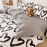 Xpoko Brush Painted Heart Bedding Set