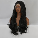 Xpoko 26 inch 13x4 Loose Wave Style Naturally Ventilated Women's Wig Black Women's Lace Long Hair Big Wave Black Women's Wig