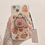 Xpoko Kawaii Cartoon Capybara Magnetic Stand Phone Case