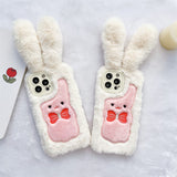 Xpoko Plush Bow Long-Eared Rabbit Phone Case