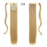 Xpoko 22Inch Straight Ponytail Hair Synthetic Extensions Heat Resistant Hair Wrap Around Pony Hairpiece for Women Daily Use