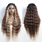 Xpoko Synthetic Cosplay Lace Wigs For Black Women Long Curly Deep Hair 30 Inch Brunette ShadeCosplay Lace Front Wig Synthetic Lace Wig