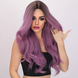 Xpoko Popular European And American Fashion Wigs Women's Purple Split Hair small Wave Girl Wig Lolita Cosplay