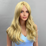 Xpoko Halloween 22-Inch Black Gradient Light Blonde Long HairLayered Synthetic Wig Beautiful And Elegant Women's Fashion Wig Daily Use