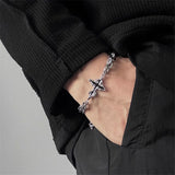 Xpoko Retro Flame Cross Bracelet For Men Woman Hip Hop Titanium Steel Splice Chain Charm Unisex Jewelry Cool Kpop Luxury Accessories