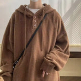 Xpoko Korean style hooded sweater men spring and autumn retro lazy jacket casual loose oversize hooded sweater men clothing y2k tops