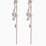 Xpoko Two Tone Cable Chain Pearl Drop Earrings in 18K Gold Plated Chic Design