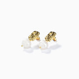 Xpoko Pearl Pendant Gold Charm Stud Earrings