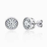 Xpoko Sterling Silver Round Moissanite Solitaire Stud Earrings