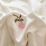 Xpoko Coquette Roses Ruffle Duvet Cover & Sham Set