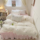 Xpoko Coquette Aesthetic Ruffle Bedding Set