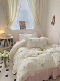 Xpoko Coquette Aesthetic Ruffle Bedding Set