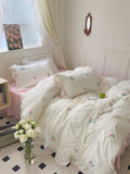 Xpoko Coquette Aesthetic Ruffle Bedding Set