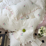 Xpoko Coquette Aesthetic Ruffle Bedding Set