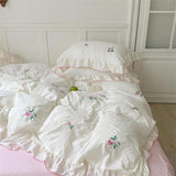 Xpoko Coquette Aesthetic Ruffle Bedding Set