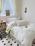 Xpoko Coquette Aesthetic Ruffle Bedding Set