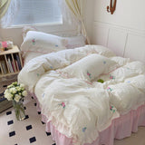 Xpoko Coquette Aesthetic Ruffle Bedding Set