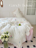 Xpoko Coquette Aesthetic Ruffle Bedding Set