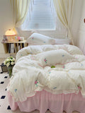 Xpoko Coquette Aesthetic Ruffle Bedding Set