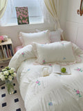 Xpoko Coquette Aesthetic Ruffle Bedding Set