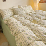 Xpoko Cottage Style Green Floral Bedding Set