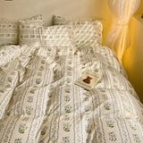 Xpoko Cottage Style Green Floral Bedding Set