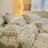 Xpoko Cottage Style Green Floral Bedding Set